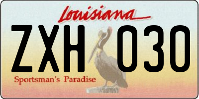 LA license plate ZXH030
