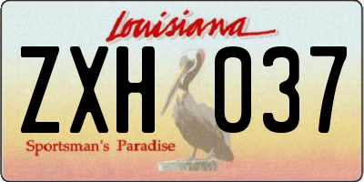 LA license plate ZXH037