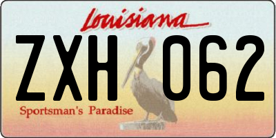 LA license plate ZXH062