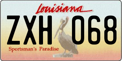 LA license plate ZXH068