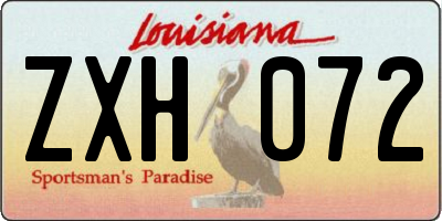 LA license plate ZXH072