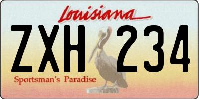 LA license plate ZXH234