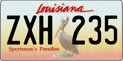 LA license plate ZXH235