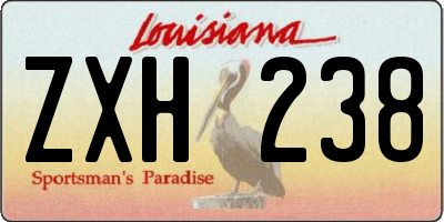 LA license plate ZXH238