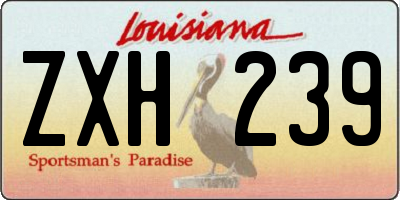 LA license plate ZXH239