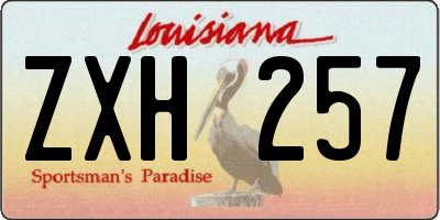 LA license plate ZXH257