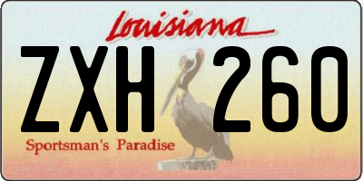 LA license plate ZXH260