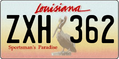 LA license plate ZXH362