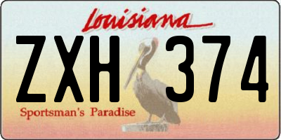 LA license plate ZXH374