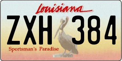 LA license plate ZXH384