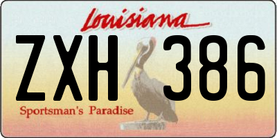 LA license plate ZXH386