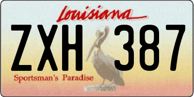LA license plate ZXH387