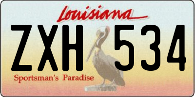 LA license plate ZXH534