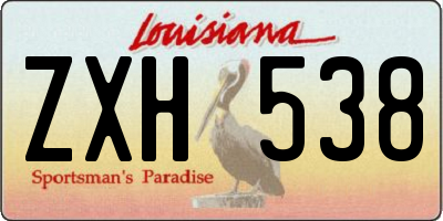 LA license plate ZXH538