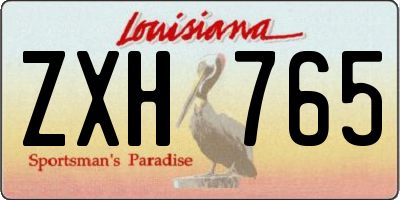 LA license plate ZXH765