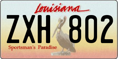 LA license plate ZXH802