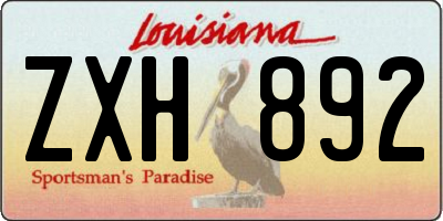 LA license plate ZXH892