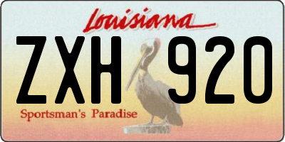 LA license plate ZXH920