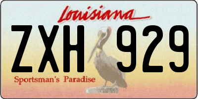 LA license plate ZXH929
