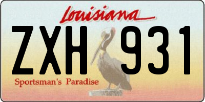 LA license plate ZXH931