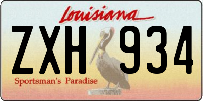 LA license plate ZXH934