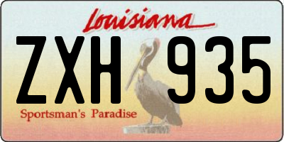 LA license plate ZXH935