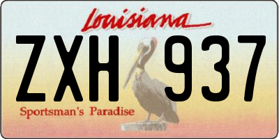 LA license plate ZXH937