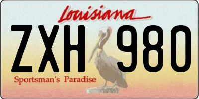 LA license plate ZXH980