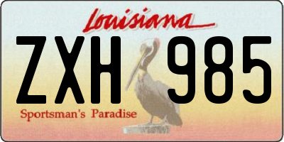 LA license plate ZXH985