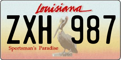 LA license plate ZXH987