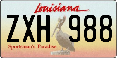 LA license plate ZXH988