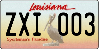 LA license plate ZXI003