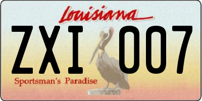 LA license plate ZXI007