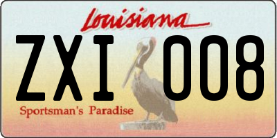 LA license plate ZXI008
