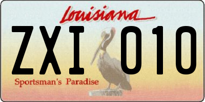 LA license plate ZXI010