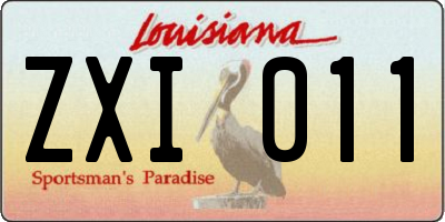 LA license plate ZXI011