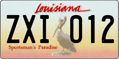 LA license plate ZXI012