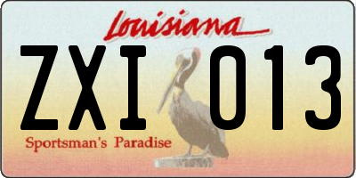 LA license plate ZXI013