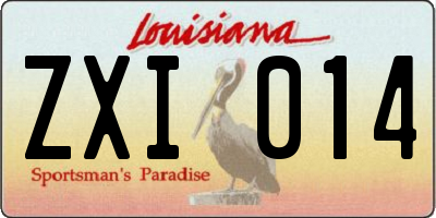 LA license plate ZXI014