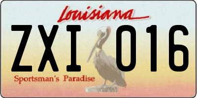 LA license plate ZXI016