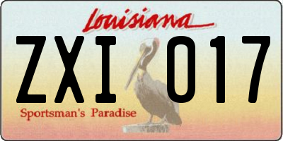 LA license plate ZXI017