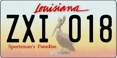 LA license plate ZXI018