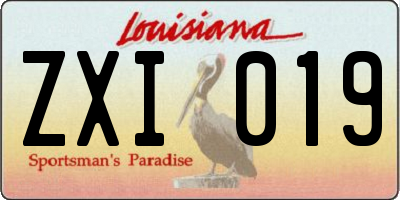 LA license plate ZXI019