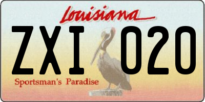 LA license plate ZXI020