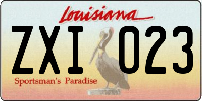 LA license plate ZXI023