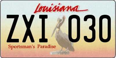 LA license plate ZXI030