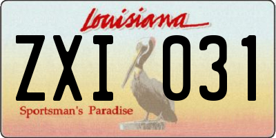 LA license plate ZXI031