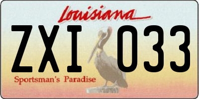 LA license plate ZXI033