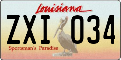 LA license plate ZXI034