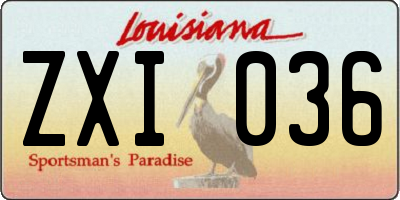 LA license plate ZXI036